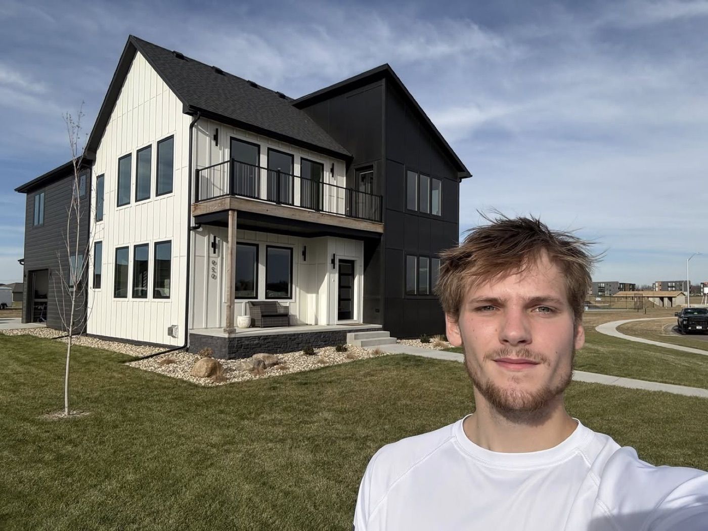 Modern farmhouse with freshly cleaned windows